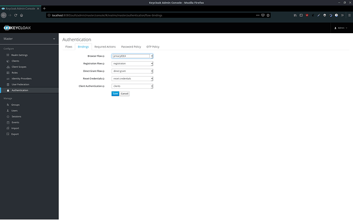 Keycloak - authentication flow bindings