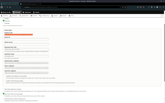 Drupal Keycloak OpenID client