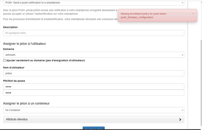 error creating PUSH token